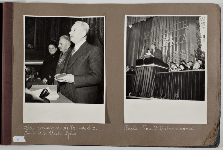 Roma, Teatro Eliseo, 17 gennaio 1954, consegna della Medaglia d'oro ad Alcide Cervi da parte di Luigi Peretti e discorso dell'Onorevole Piero Calamandrei